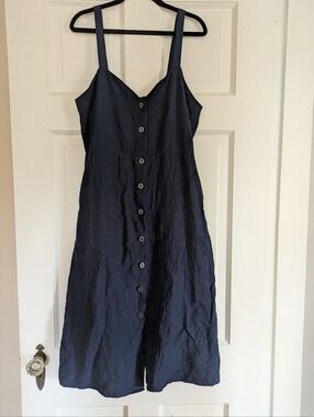 Lucky brand navy blue Button Front midi dress M